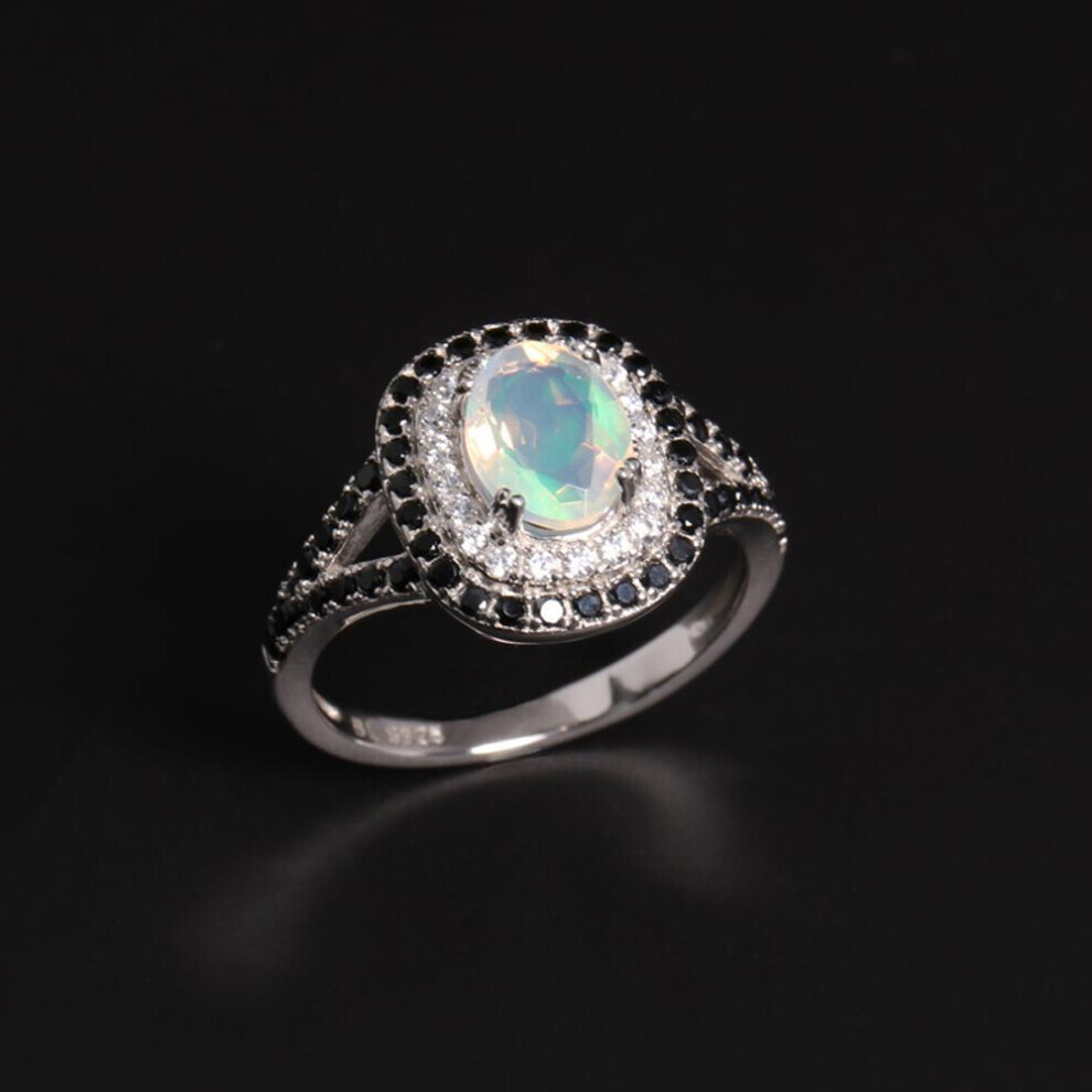 (white, us ring size 10#) 925 Sterling Silver Natural Opal October Birthstone Elegant Ring For Women & Lady Fine Jewelry Birthday Party Festiva Gift