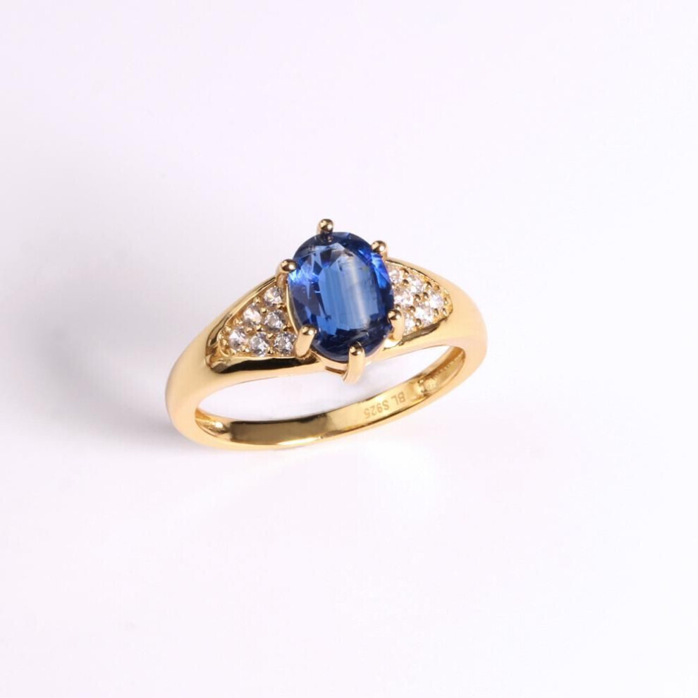 (blue, US RING SIZE:7#) Elegant Vintage Natural Gemstone Blue Kyanite Sterling Silver Ring For Women Anniversaries And Engagement And Holiday Gifts