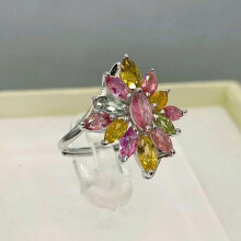 (white gold) Sace Gems Resizable Polychrome Tourmaline Rings For Women 925sterling Silver Wedding Party Fine Jewelry Festival Gift