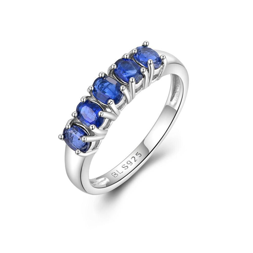 Maxpower (Blue, Us Ring Size:6#) Classic Band Silver Women Ring With 1.5Ct Natural Blue Kyanite Gemstones Fine Jewelry For Women Nice Gift Blue,Silver