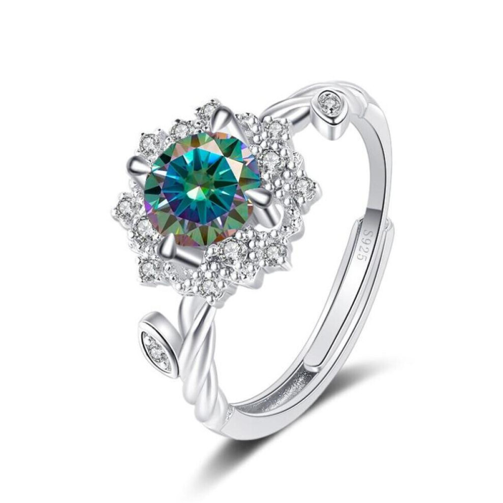 (gainsboro, 1ct adjustable) Bague Ringen Round 8h8a Vvs D Color 1ct Moissanite Ring S925 Sterling Silver Jewelry Accessories Flower Four Claw Rings For Women
