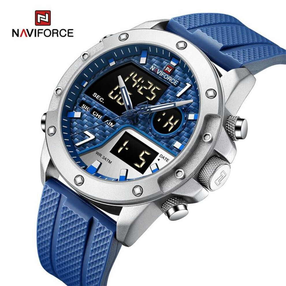 Maxpower (Blue, 260Mm) Naviforce Watches For Men Sports Digital Waterproof Multifunction Luminous Wristwatch 9221