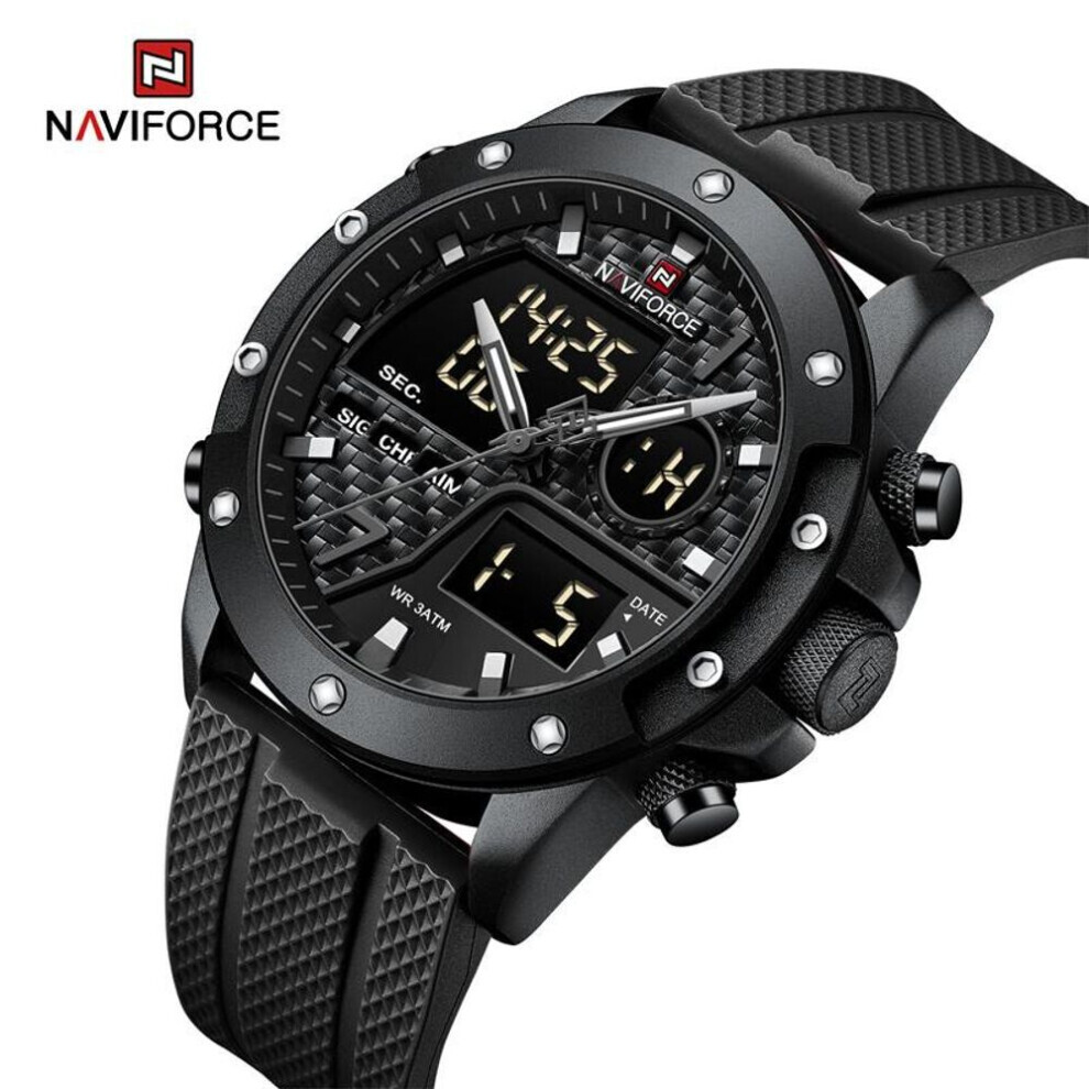 (black, 260mm) Naviforce Watches For Men Sports Digital Waterproof Multifunction Luminous Wristwatch 9221
