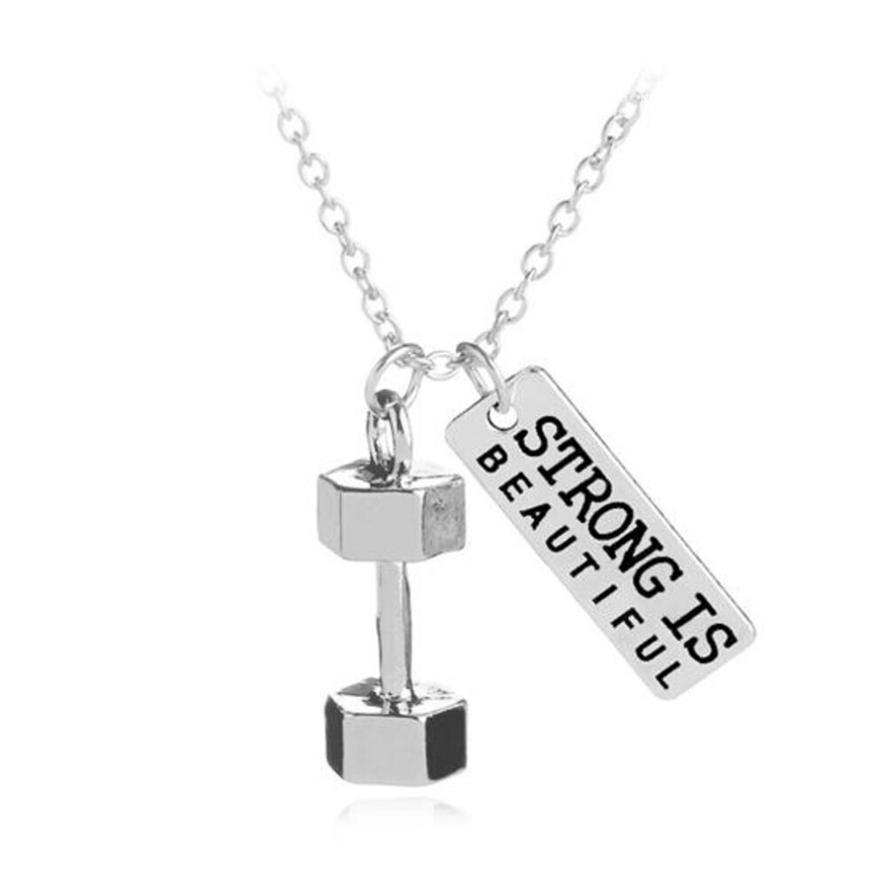 Maxpower (2#) Unisex Fitness Dumbbell Pendant Autumn Sweater Necklace Couple Jewelry