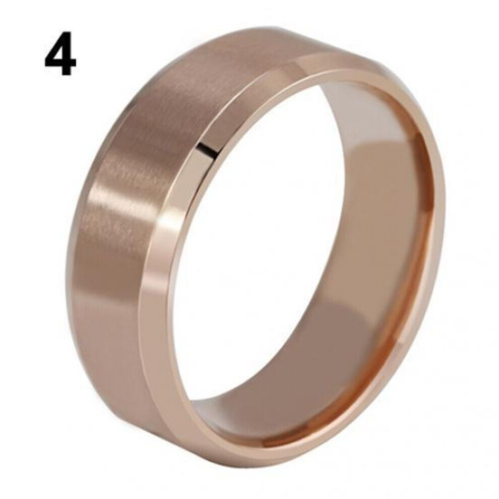 (rose gold, US 9) 8mm Men&apos;s Women&apos;s Fashion Titanium Steel Polished Band Ring Wedding Jewelry