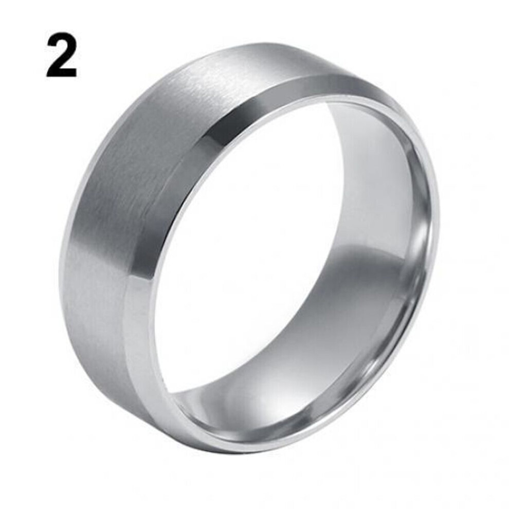 (silver, US 13) 8mm Men&apos;s Women&apos;s Fashion Titanium Steel Polished Band Ring Wedding Jewelry