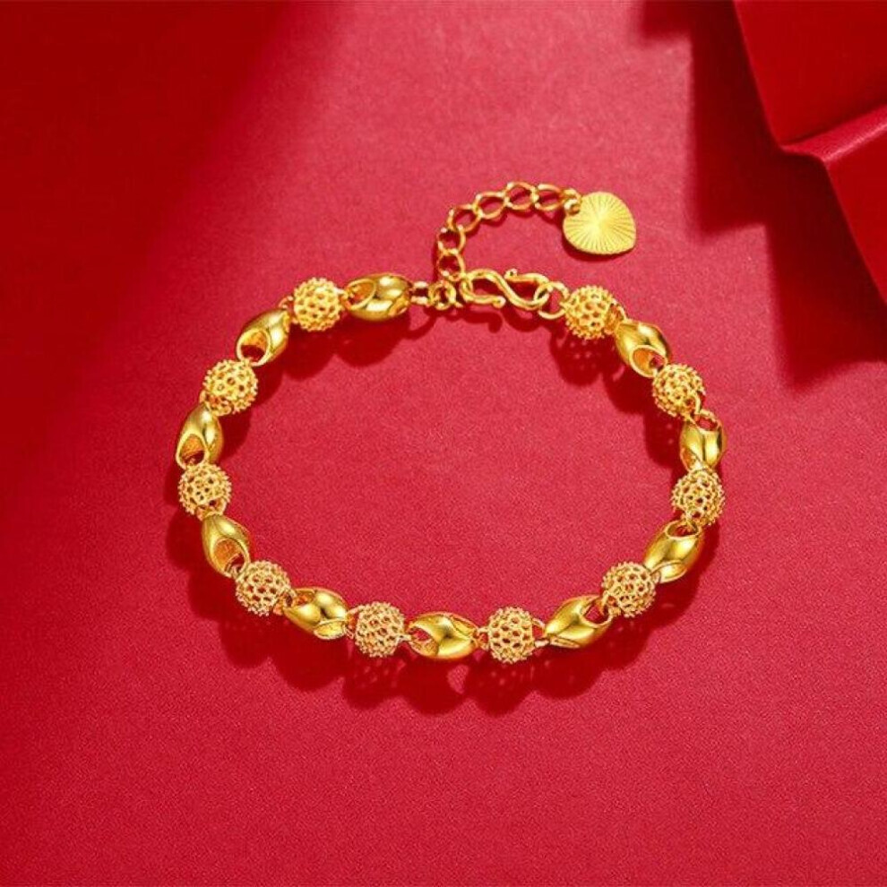 (gold, 20-23cm) 18k Gold Bracelet For Men Women Wedding Engagement Jewelry Luxury Classic Bracelet Not Fade Fine Jewelry Gifts