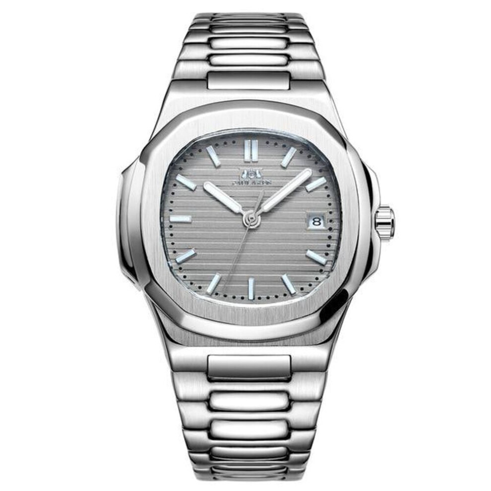 (grey) Paulareis Men Automatic Self Wind Mechanical Luminous Stainless Steel Blue Grey Coffe Black White Dial Simple Business Watch