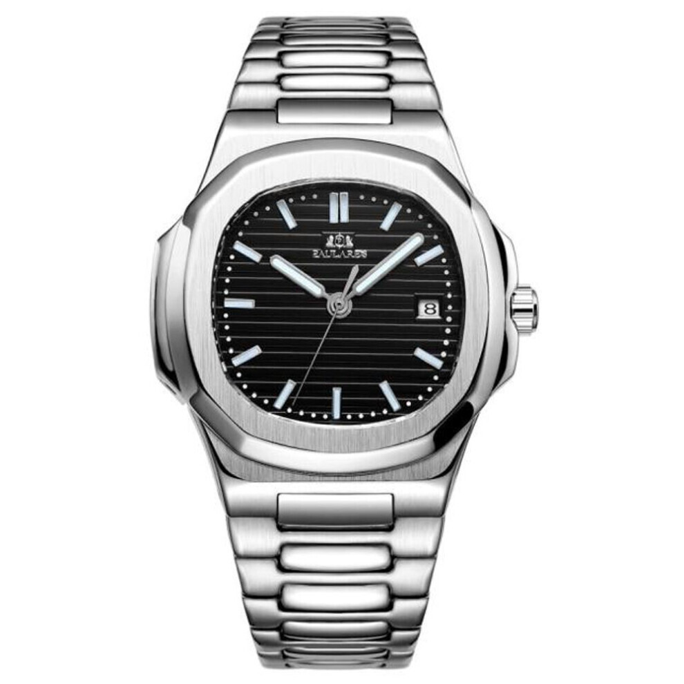 (black) Paulareis Men Automatic Self Wind Mechanical Luminous Stainless Steel Blue Grey Coffe Black White Dial Simple Business Watch