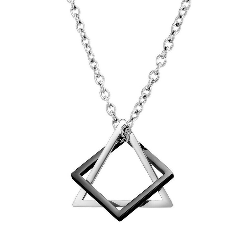 Maxpower (As The Picture, 2) Geometry Interlocking Square Triangle Male Pendant For Men Women Unisex Alloy Modern Trendy Geometric Stacking Streetwear Necklace Not,Specified