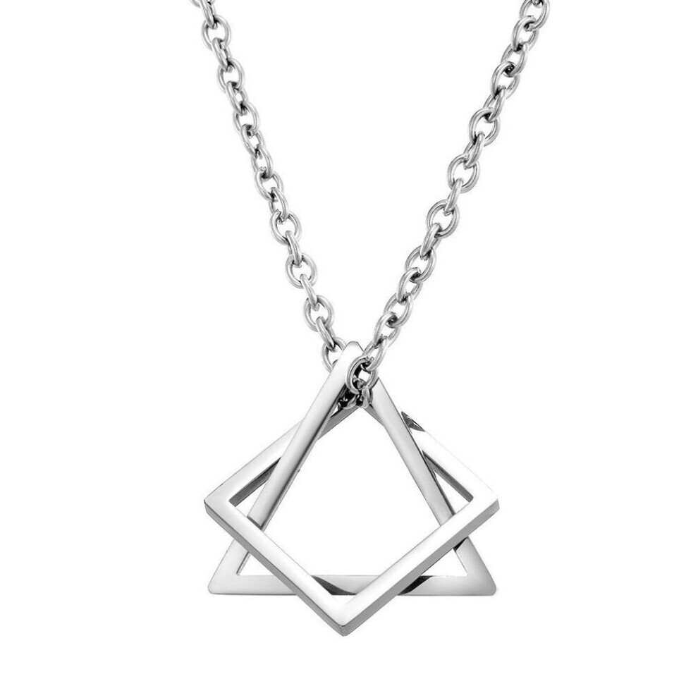 Maxpower (As The Picture, 1) Geometry Interlocking Square Triangle Male Pendant For Men Women Unisex Alloy Modern Trendy Geometric Stacking Streetwear Necklace