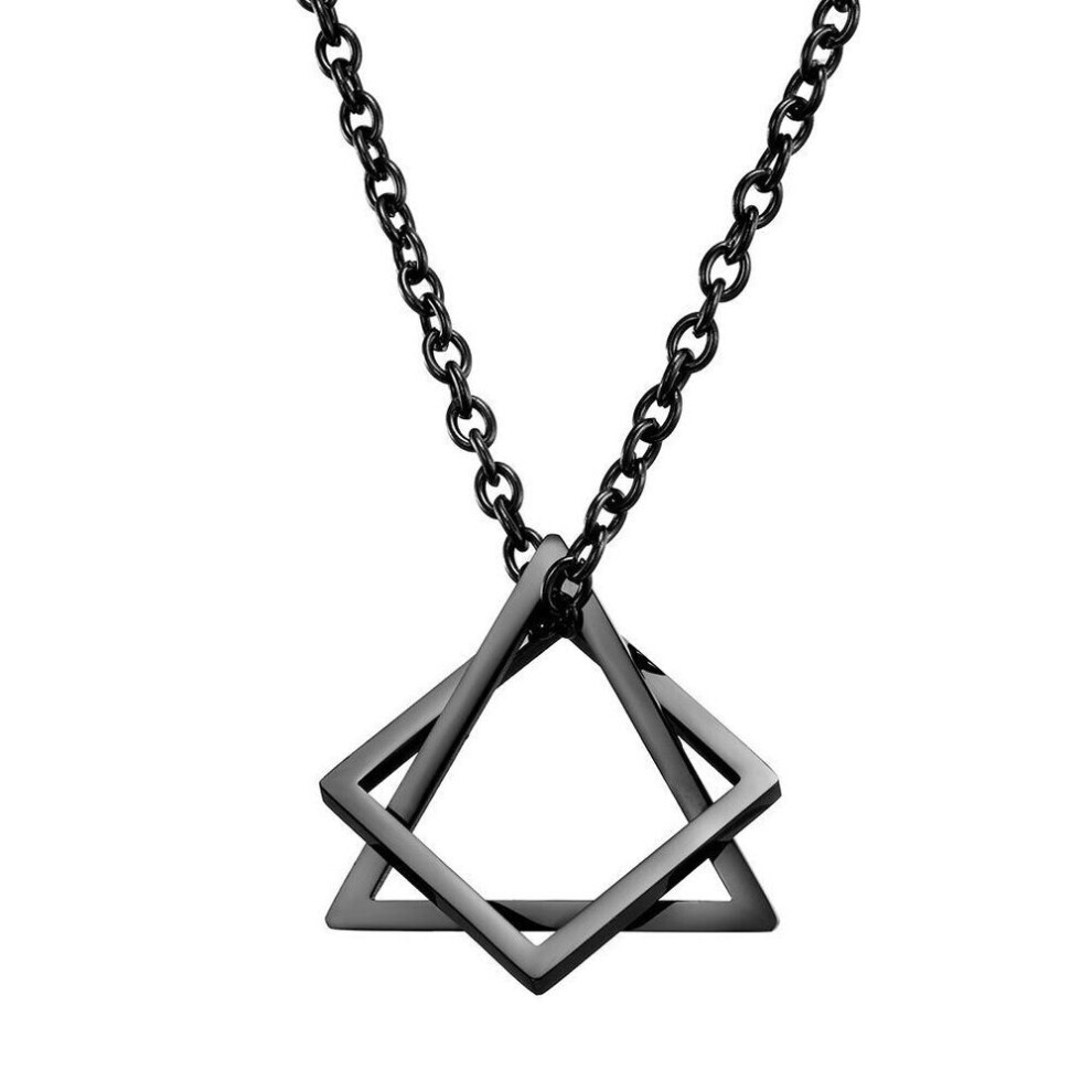 Maxpower (As The Picture, 3) Geometry Interlocking Square Triangle Male Pendant For Men Women Unisex Alloy Modern Trendy Geometric Stacking Streetwear Necklace