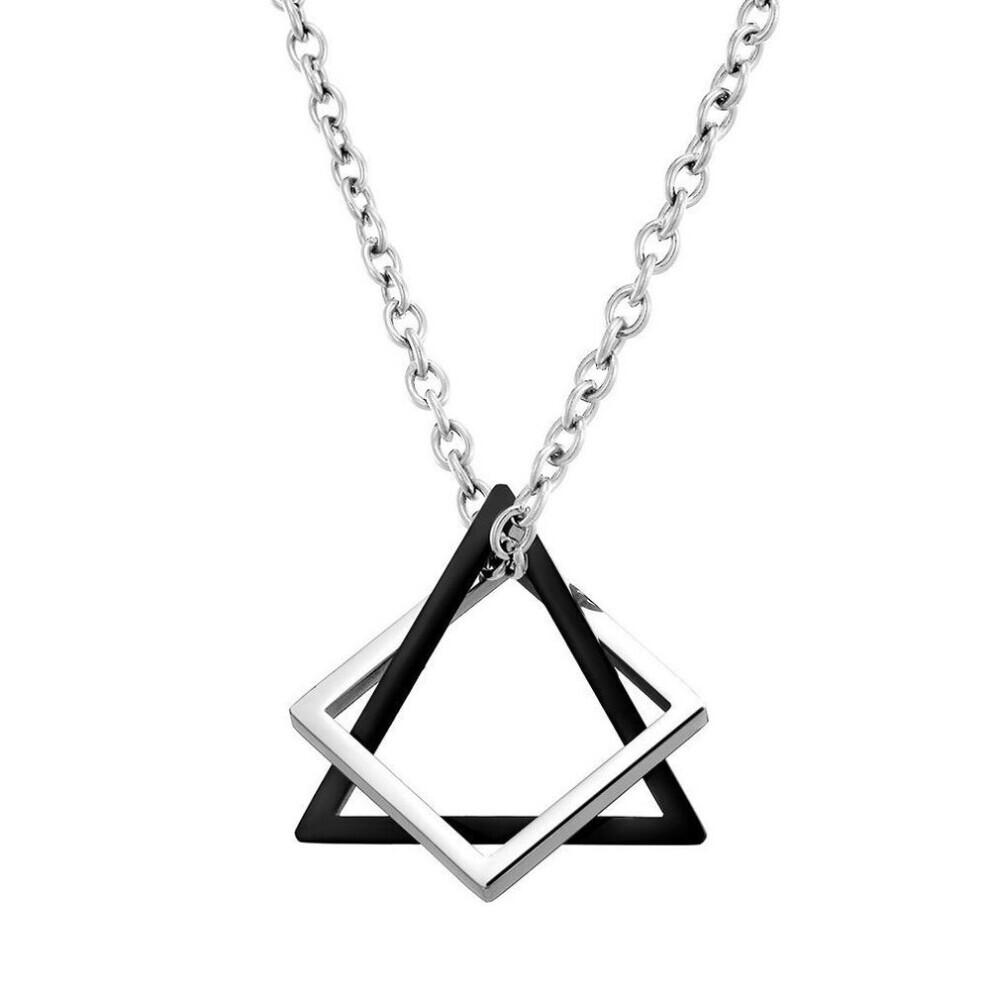 Maxpower (As The Picture, 4) Geometry Interlocking Square Triangle Male Pendant For Men Women Unisex Alloy Modern Trendy Geometric Stacking Streetwear Necklace