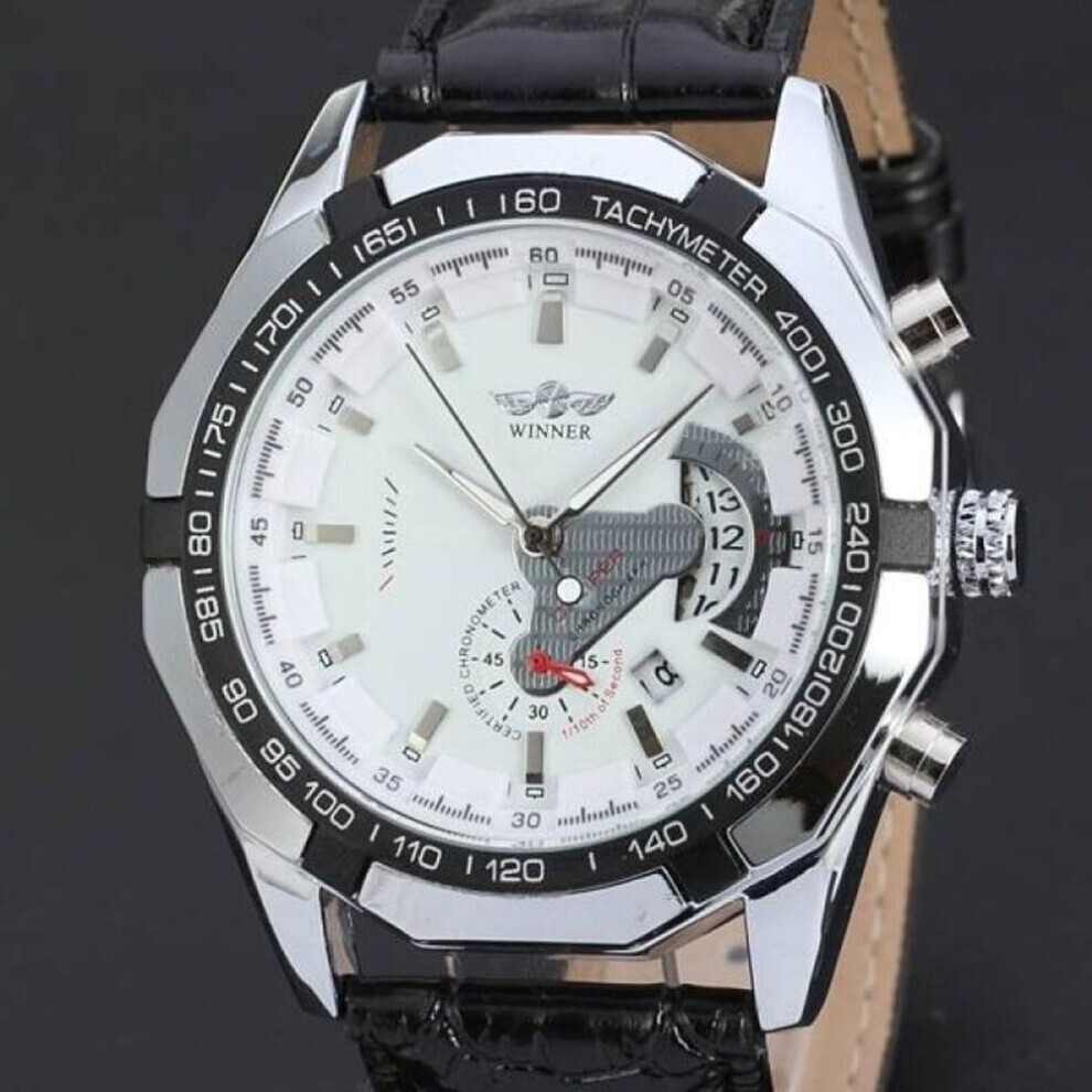 Maxpower (White) Fashion Men Winner Brand Stylish Skeleton Classic Automatic Relogios Clock Men Mechanical Watch White