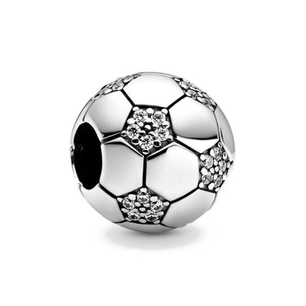 (as the picture) 925 Sterling Silver Sparkling Football Skateboard Volleyball Charm Bead Fit Original Fashion Bracelet Diy Jewelry For Women Gift