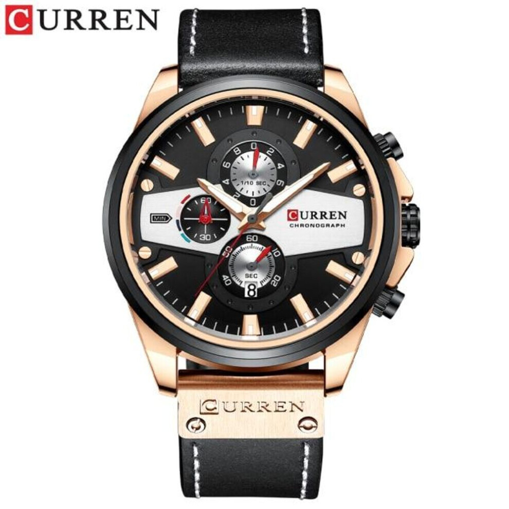 Maxpower (Black) Curren Man Watches Fashion Casual Quartz Sporty Wristwatches 2021 Blue Clock Male Chronograph Leather Watch 8394 Blue,Black