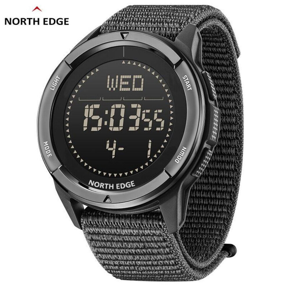 (black) North Edge Alps Men&apos;s Digital Carbon Fiber Watch Shock Militray Sports Super Light Outdoor Compass Waterproof 50m Wristwatches