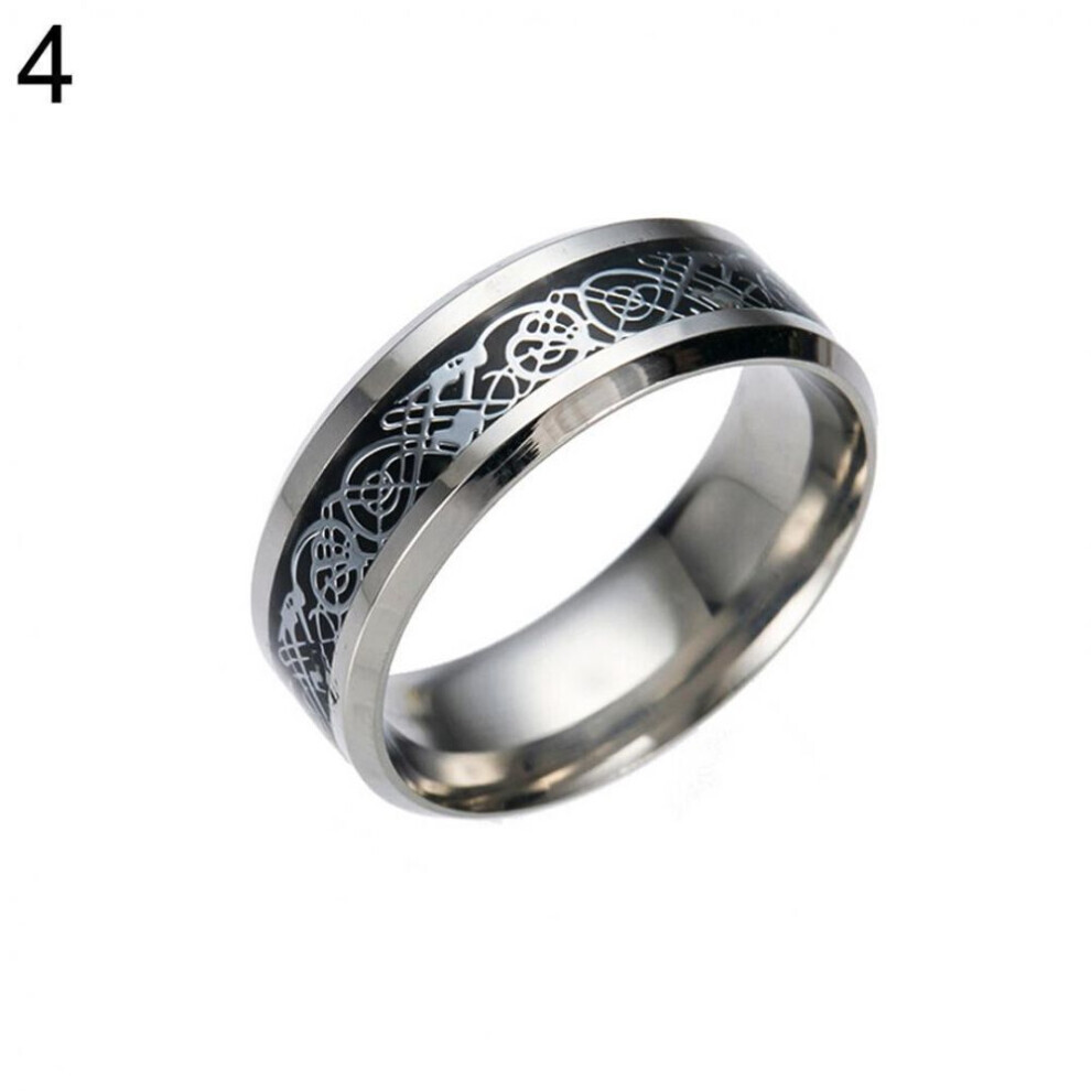 (black,silver, US 12) Stylish Men Titanium Steel Smooth Surface Wedding Band Finger Ring Jewelry Gift