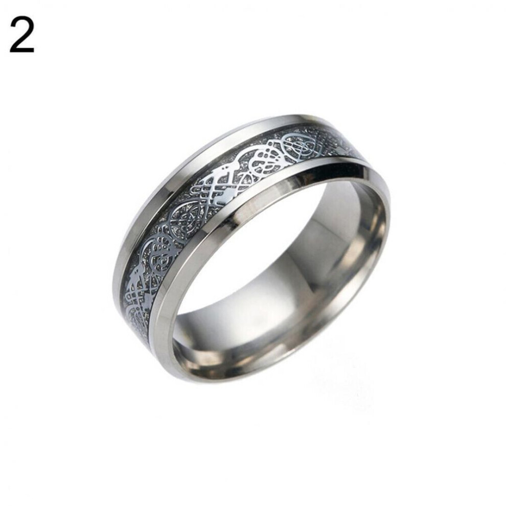 (silver,silver, US 7) Stylish Men Titanium Steel Smooth Surface Wedding Band Finger Ring Jewelry Gift