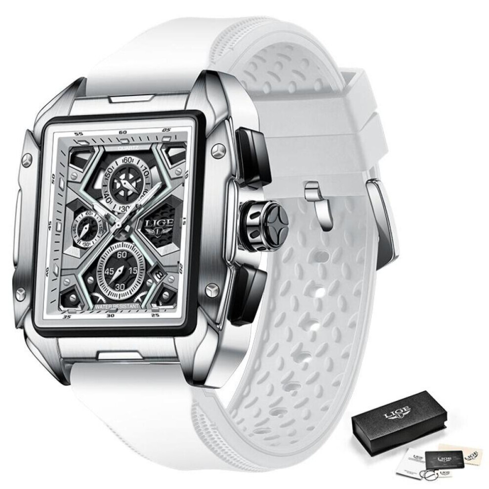 (white) Lige Fashion Men&apos;s Watch Top Brand Creative Quartz Watch Sports Waterproof Chronograph Watch-image-OPC-PG8K6KB-NEW