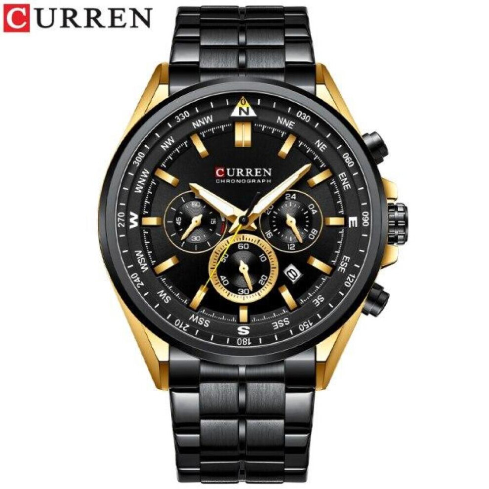 Maxpower (Black) Curren Men's Luxury Watches Fashion Sporty Wristwatches Male Chronograph Quartz Stainless Steel Clock With Luminous Hands 8399 Black