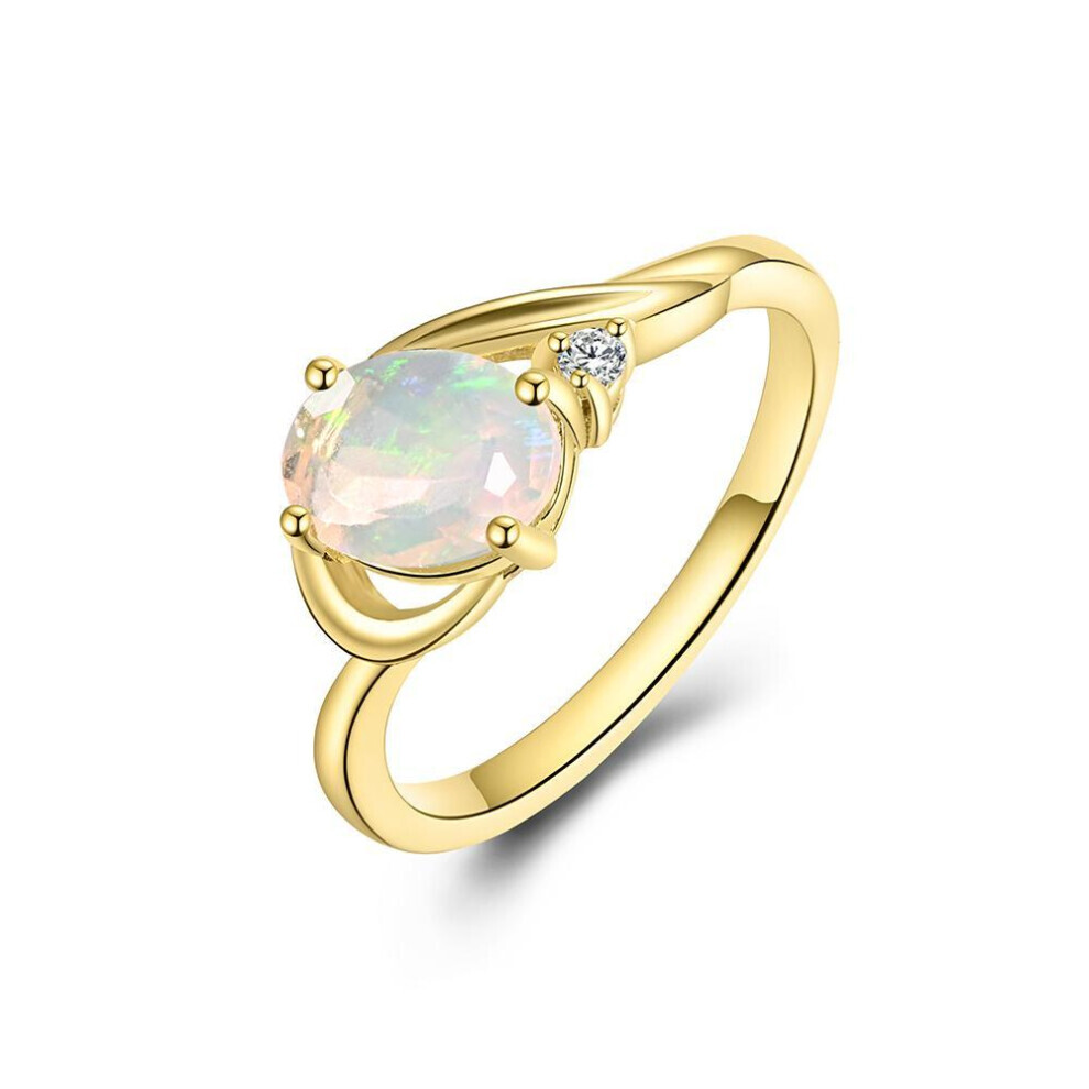 Photos - Ring MAXPOWER  New Design Natural Opal Gemstone  Oval 6*8mm Real Colorstone 925 Sterling Silver Fine Jewelry F (white, us ring size 8#)
