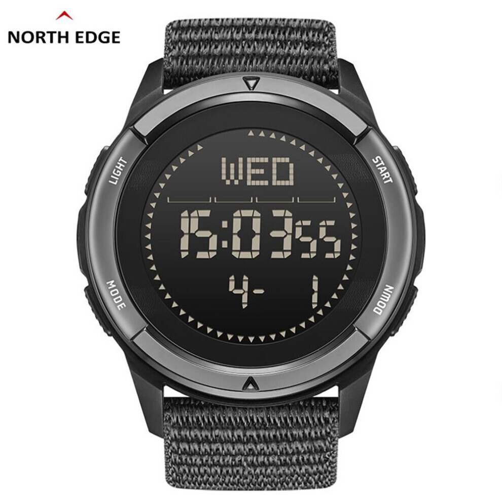 (black) North Edge Apls Men&apos;s Carbon Fiber Digital Watch Shock Militray Sports Super Light Outdoor Compass Waterproof 50m Wristwatches