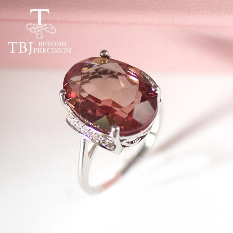Maxpower (Brown,Pink, Us Ring Size 9#) 18*13Mm Big Diaspore Cocktail Ring 925 Sterling Color Change Gemstone Zultanite Jewellery For Women Christmas Gif Silver