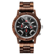 (brown) Scione Luxury Wood Watch Men Analog Quartz Date Waterproof Handmade Wooden Watches Male Wristwatches