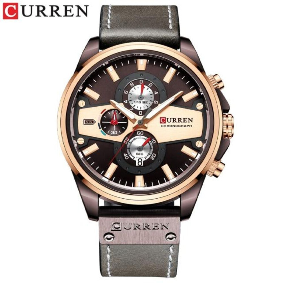 Maxpower (Brown) Curren Man Watches Fashion Casual Quartz Sporty Wristwatches 2021 Blue Clock Male Chronograph Leather Watch 8394 Blue,Brown