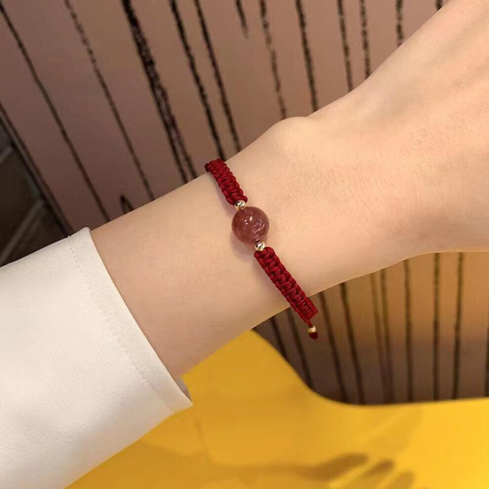 (red, A) Natural Obsidian Braid Bracelets Crystal Stone Beads Handmade Black Redglass Stone Bracelets For Women Men Couple Jewelry Gift