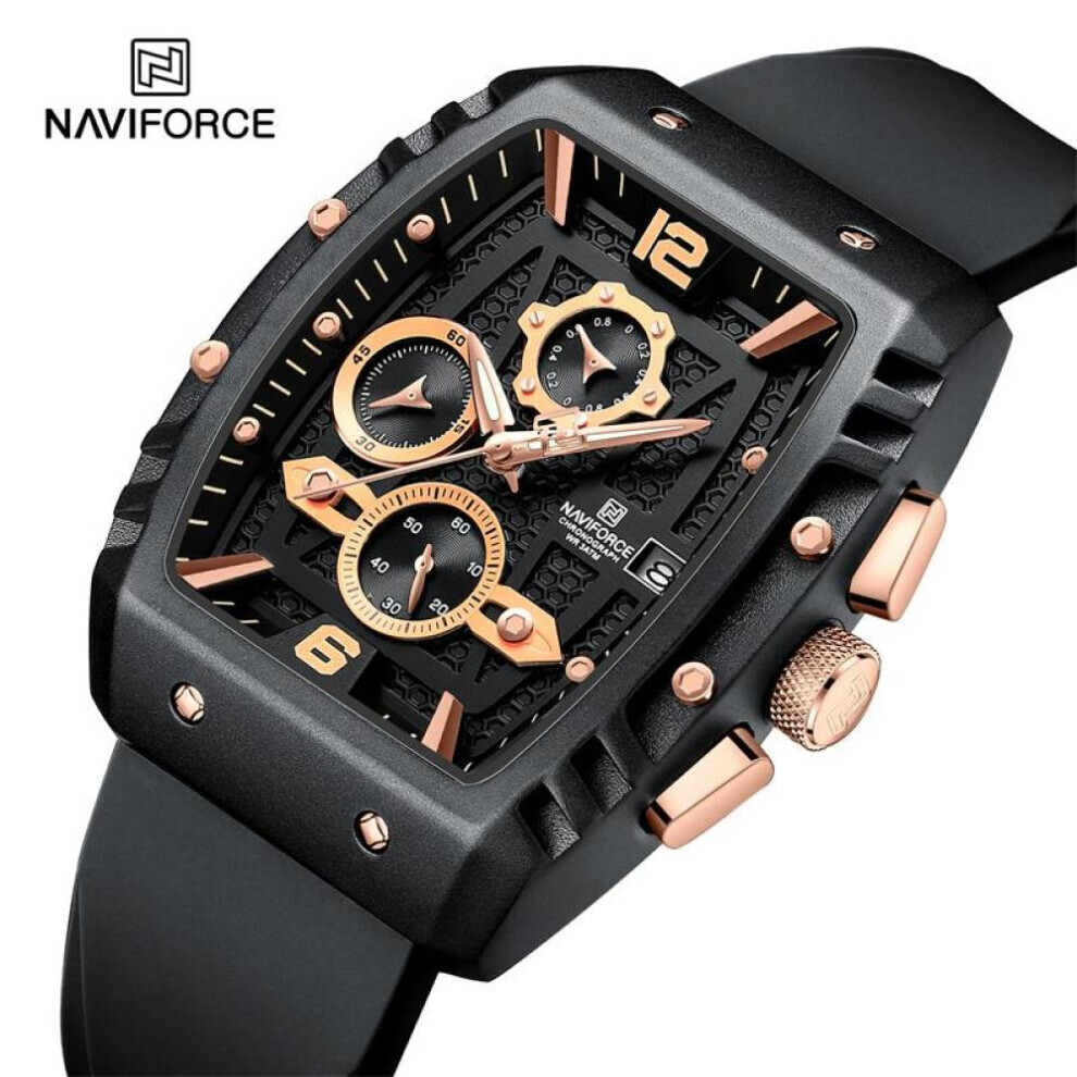 Maxpower (Gold And Black, 260Mm) Naviforce Watch Men Original Waterproof Sports Quartz Chronoaraph Wirstwatch Nf8025