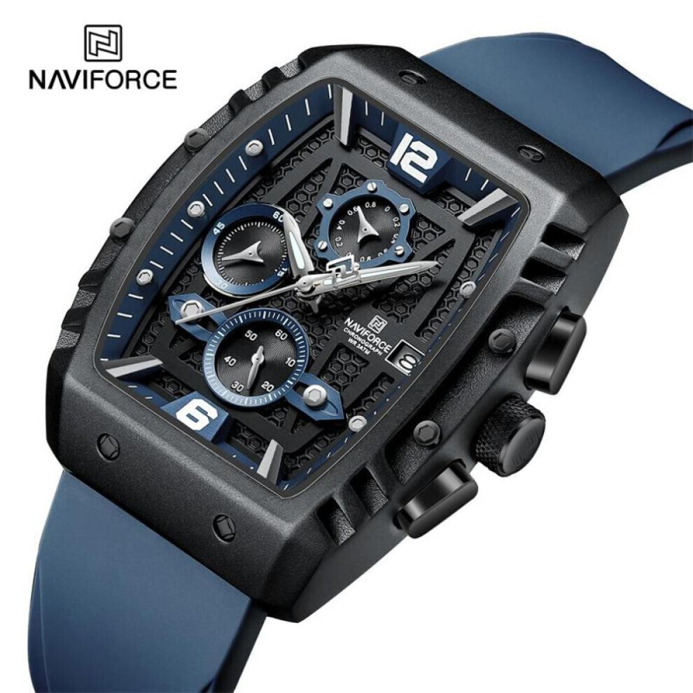 Maxpower (Blue, 260Mm) Naviforce Watch Men Original Waterproof Sports Quartz Chronoaraph Wirstwatch Nf8025