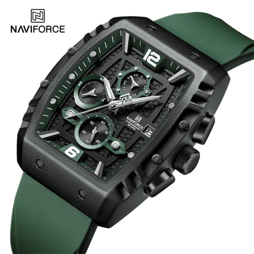 Maxpower (Green, 260Mm) Naviforce Watch Men Original Waterproof Sports Quartz Chronoaraph Wirstwatch Nf8025