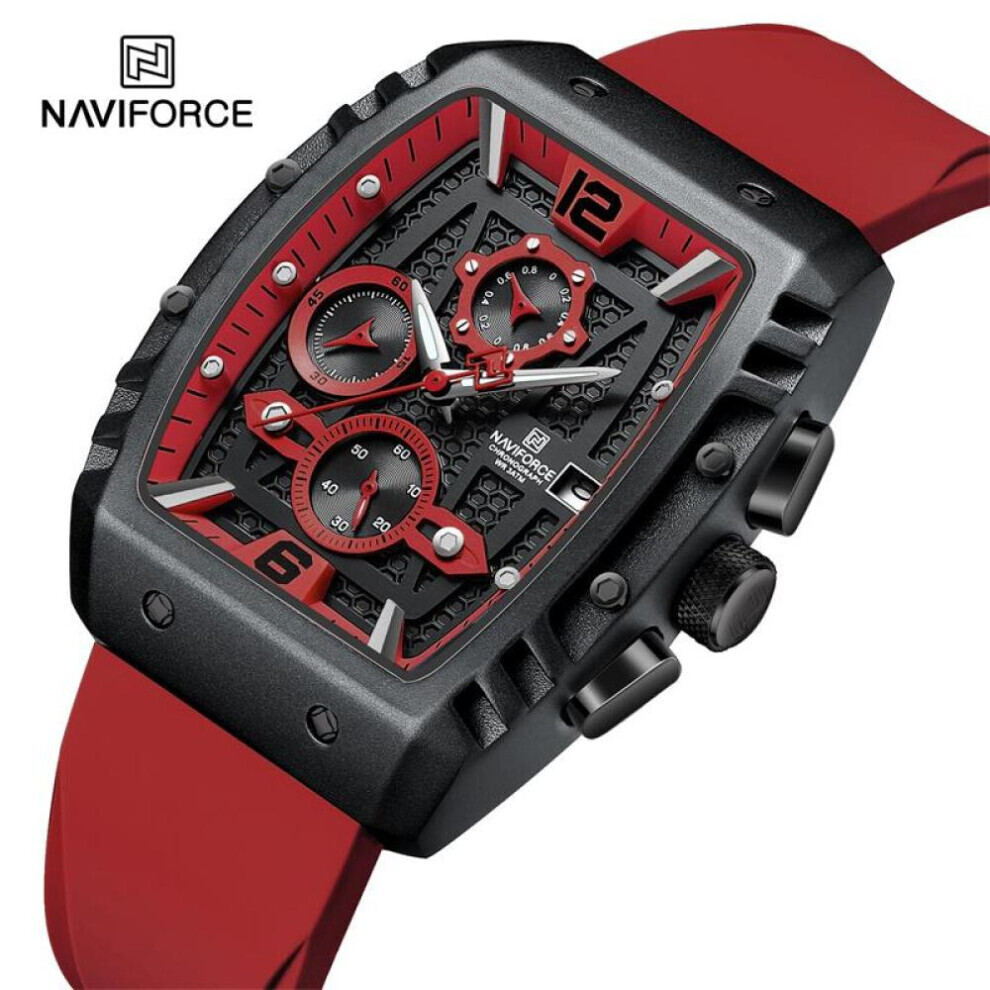 Maxpower (Red, 260Mm) Naviforce Watch Men Original Waterproof Sports Quartz Chronoaraph Wirstwatch Nf8025