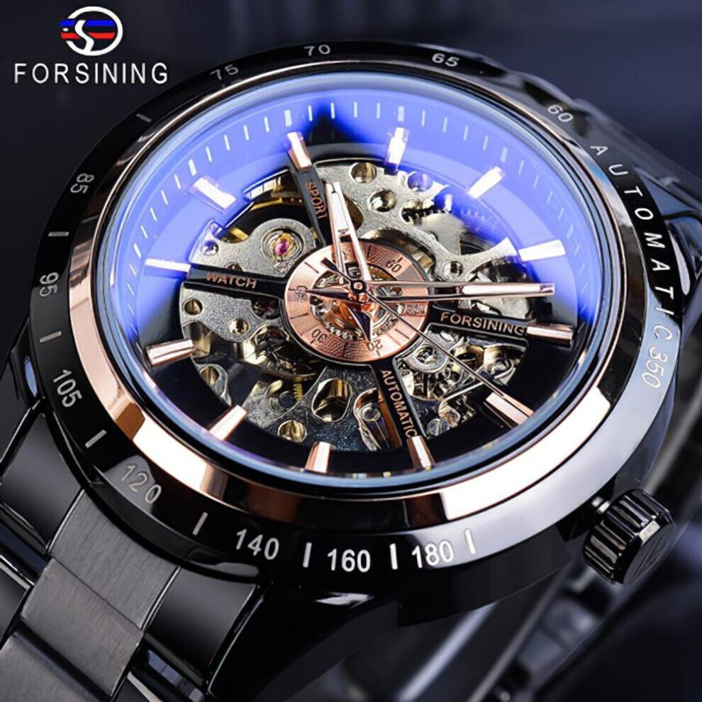 Maxpower (Rose Gold) Forsining Men Skeleton Automatic Mechanical Watch Skeleton Vintage Man Watch Top Brand Luxury Waistwatch