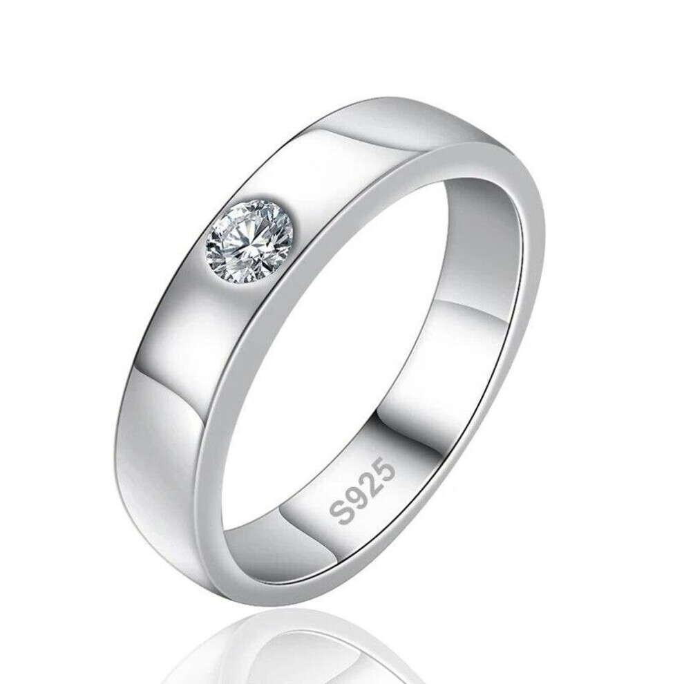 (as the picture, 18) 4mm Moissanite Ring For Men 925 Sterling Silver Gemstone Lab Diamond Gold Plated Rings Wedding Engagement Band Jewelry