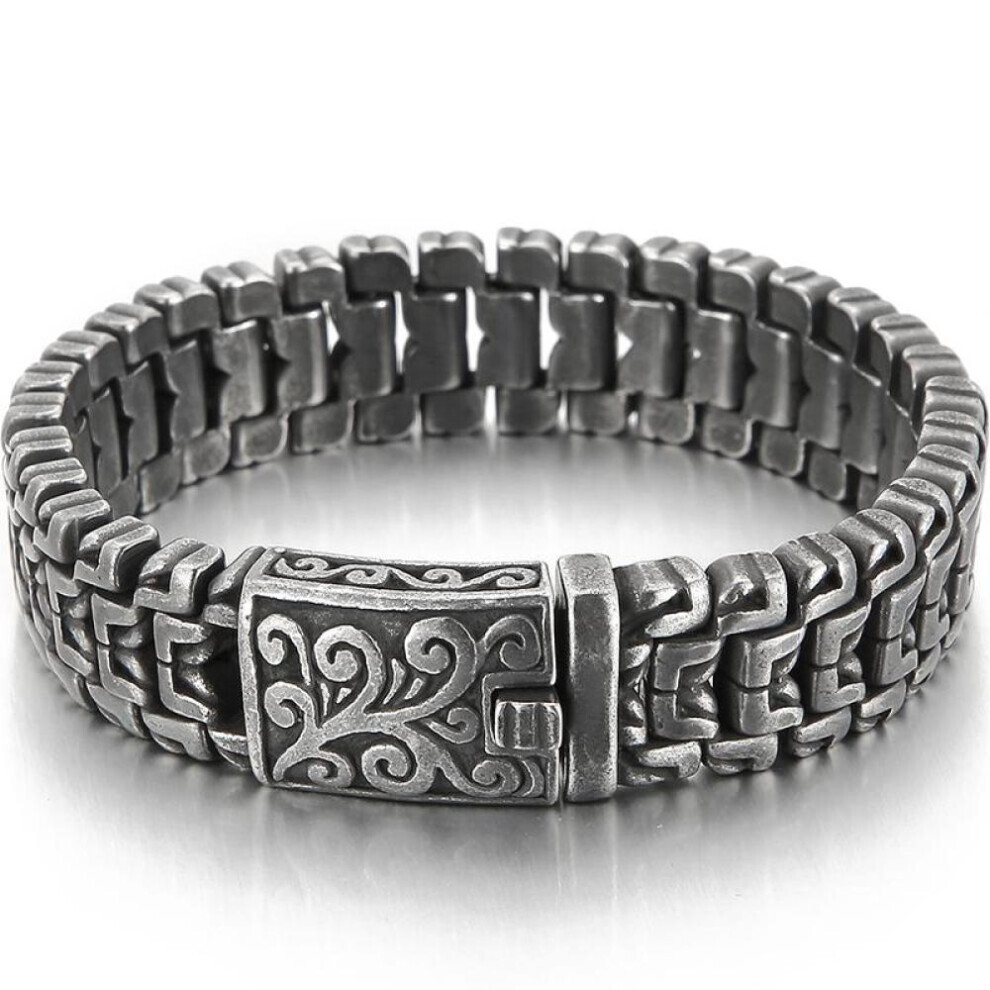 (black, 19CM) Luxury Gold Color Solid Stainless Steel Men&apos;s Bracelets Man Bracelet New Arrival Handles On Hand Strap Jewellery Accessories
