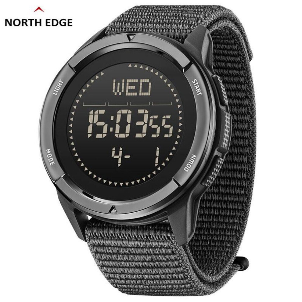 (black) North Edge Apls Men&apos;s Carbon Fiber Digital Watch Shock Militray Sports Super Light Outdoor Compass Waterproof 50m Wristwatches