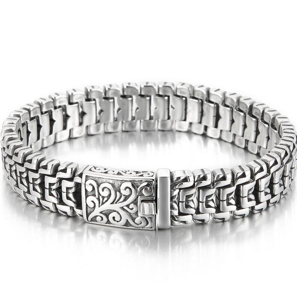 (silver, 19CM) Luxury Gold Color Solid Stainless Steel Men&apos;s Bracelets Man Bracelet New Arrival Handles On Hand Strap Jewellery Accessories-image-OPC-PG8K6YK-NEW