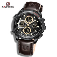 (Black And Yellow, 260mm) Naviforce NF9197L Doul Display Men's Watches Quartz Waterproof LED Digital Electronic Luxury WristWatch For Gift