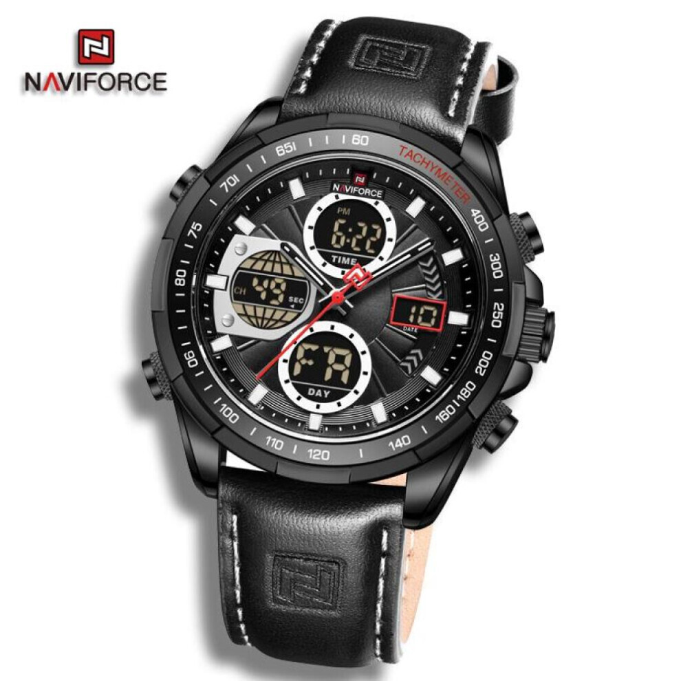 Photos - Wrist Watch MAXPOWER  Naviforce NF9197L Doul Display Men's Watches Quartz Waterproof LED Digital Electronic Luxury W (Black And White, 260mm)