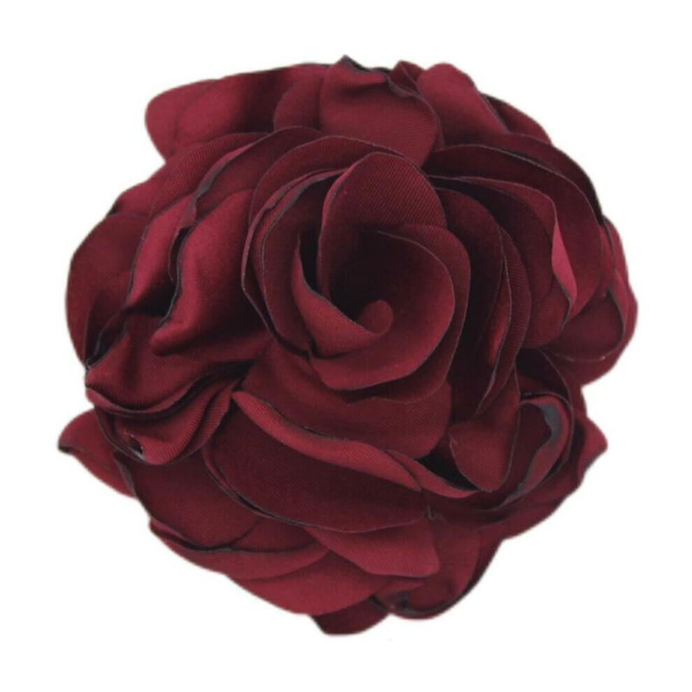 (wine red) 1pc Art Flower Brooch Fabric Corsage Gift Cloth Lapel Pin Handmade Elegant Jewelry Wome