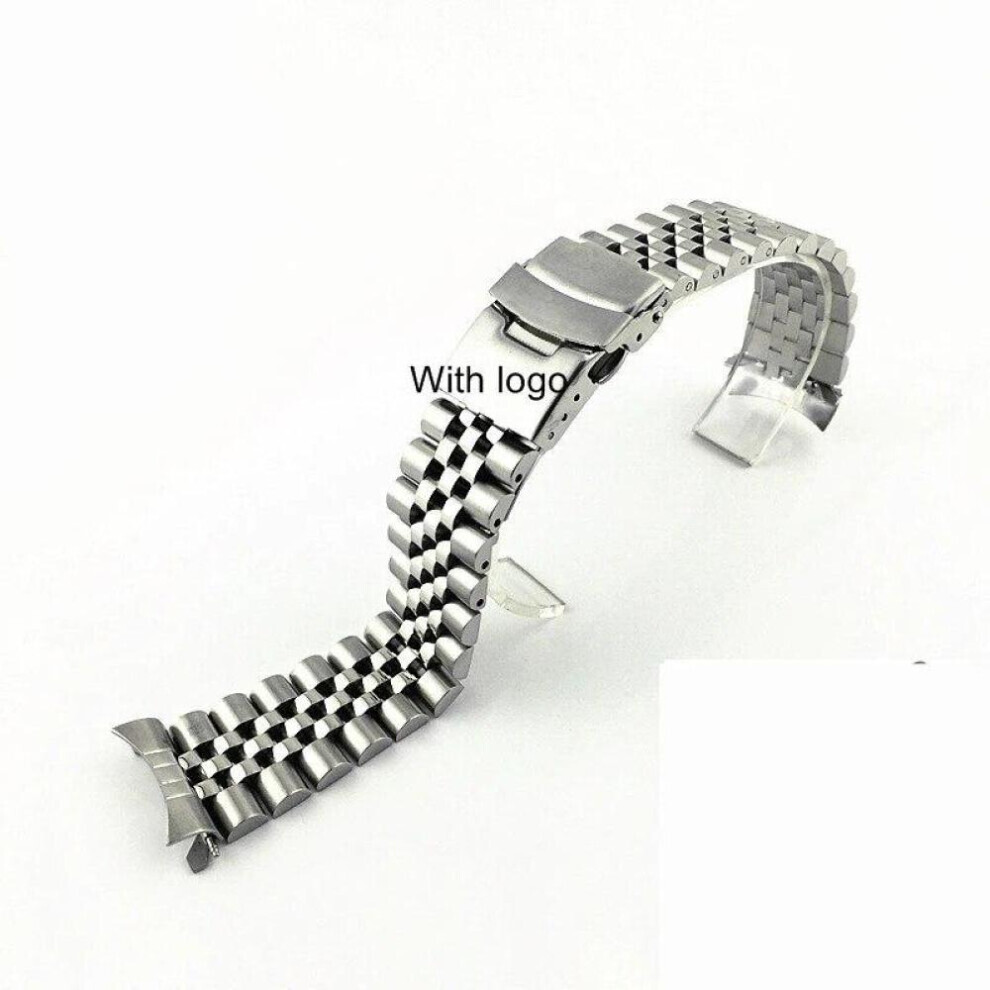 Maxpower (B- With Logo 22Mm) For Seiko Solid Stainless Steel Band Skx007 Skx009 Srpd63k1 Samurai 20Mm 22Mm Men's Strap Srpd Jubilee Curved Bracelet Silver
