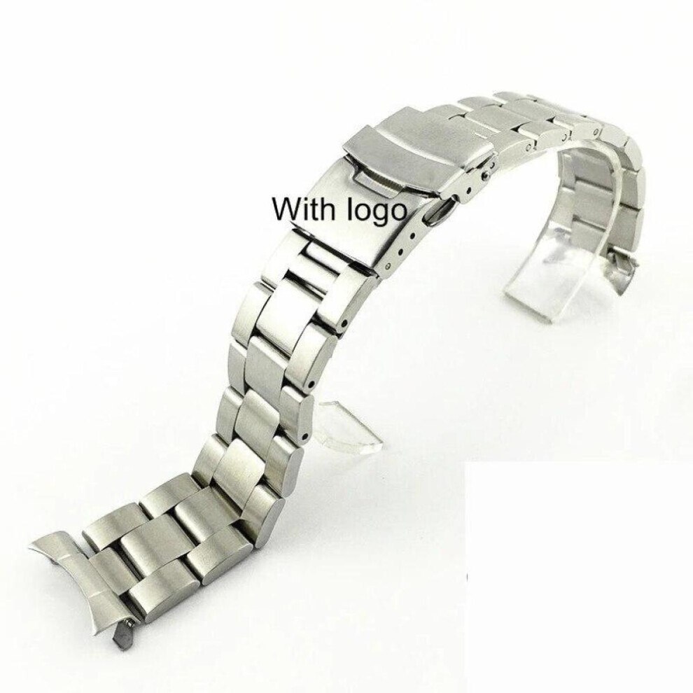 (C-Silver with logo  22mm) For Seiko Solid Stainless Steel Band Skx007 Skx009 Srpd63k1 Samurai 20mm 22mm Men&apos;s Strap Srpd Jubilee Curved Bracelet