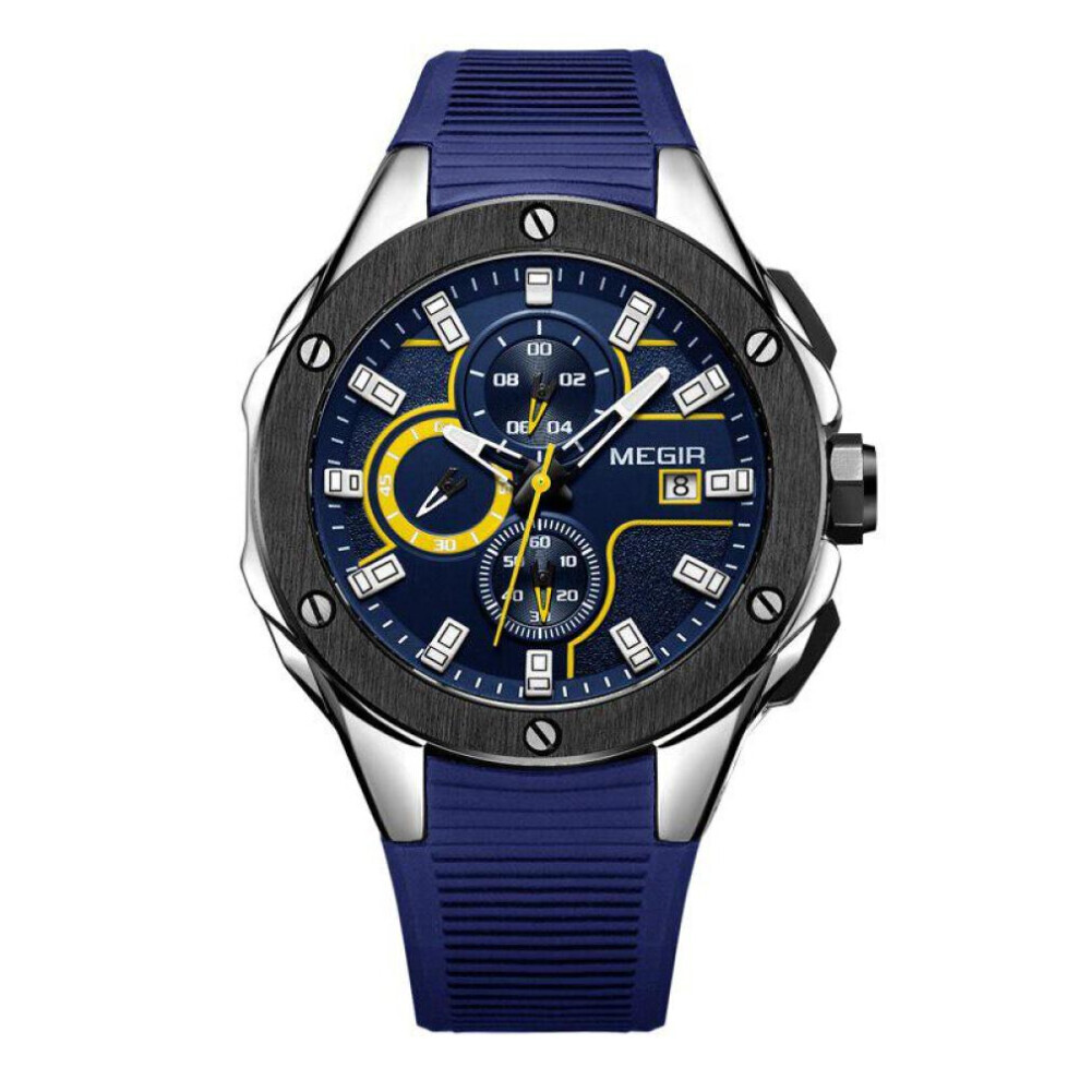 Maxpower (Blue) Megir Men Sport Watch Waterproof Luminous Chronograph Quartz Army Military Watches Clock Men Blue