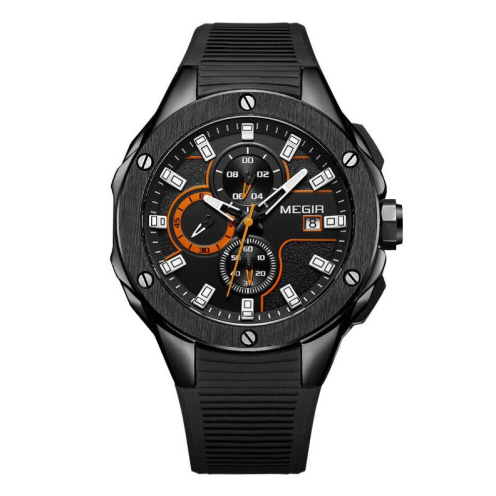 Maxpower (Black) Megir Men Sport Watch Waterproof Luminous Chronograph Quartz Army Military Watches Clock Men Black