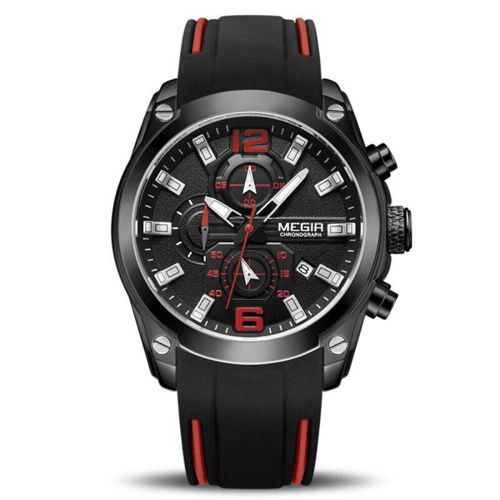 Maxpower (Black) Megir Men's Analogue Sport Chronograph Luminous Quartz Watch With Fashion Silicone Strap 2063 Black