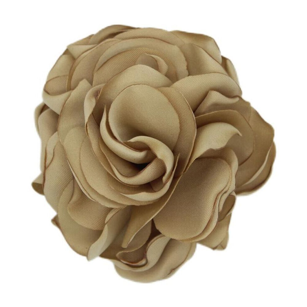 (khaki) 1pc Art Flower Brooch Fabric Corsage Gift Cloth Lapel Pin Handmade Elegant Jewelry Wome