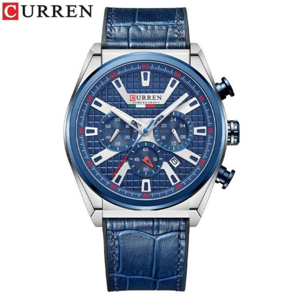 Maxpower (Blue) Curren Wristwatches Quartz Wrist Watch For Men Casual Sports Chronograph Dials Clock With Luminous Hands 8392 Blue